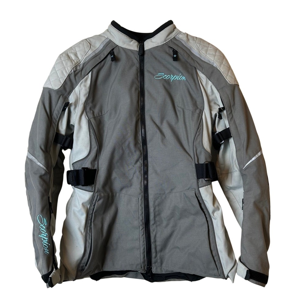 Scorpion EXO Zion Women's Adventure Motorcycle Jacket Grey/Tan Size Medium